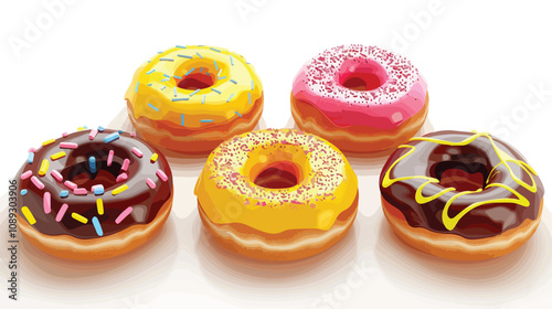 Colorful Donuts Icons Graphic Elements and Illustrations