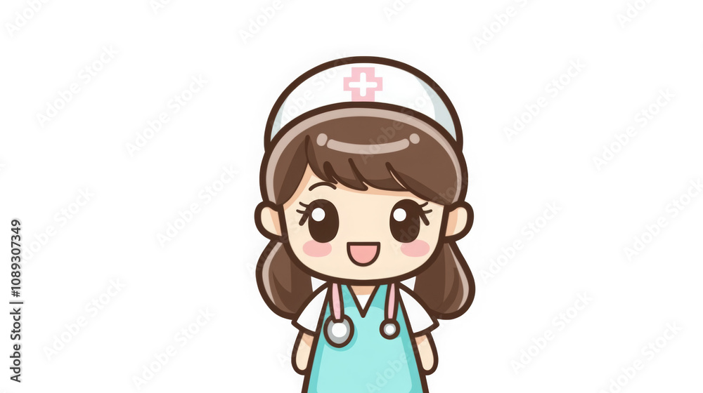 Cartoon girl with a heart smiling happily in a cute and colorful illustration Cartoon girl with a heart smiling happily in a cute and colorful illustration