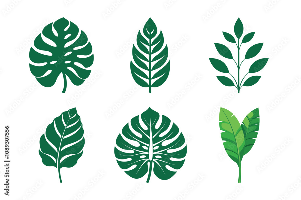 Obraz premium Set of flat leaf icons