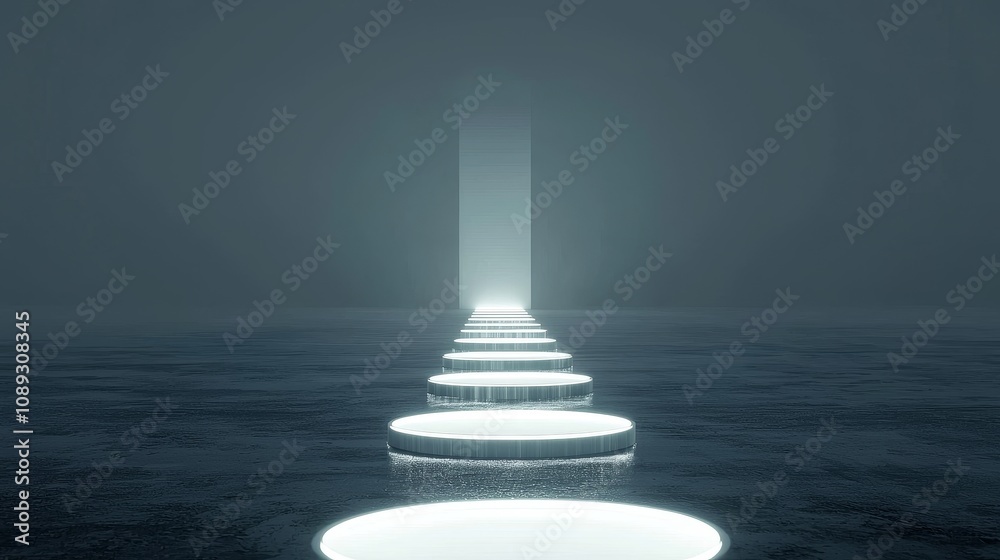 Mysterious pathway illuminated by light abstract art conceptual space minimalist environment surreal viewpoint illusion of depth Mysterious pathway illuminated by light abstract art conceptual space minimalist environment surreal viewpoint illusion of depth