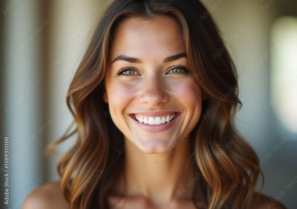 young woman bright smile face beautiful sight see young woman bright smile face beautiful sight see