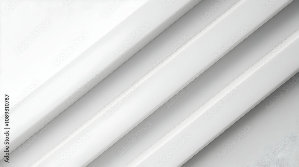 Obraz premium Abstract image of three white rectangular shapes overlapping, creating a diagonal pattern against a light gray background.