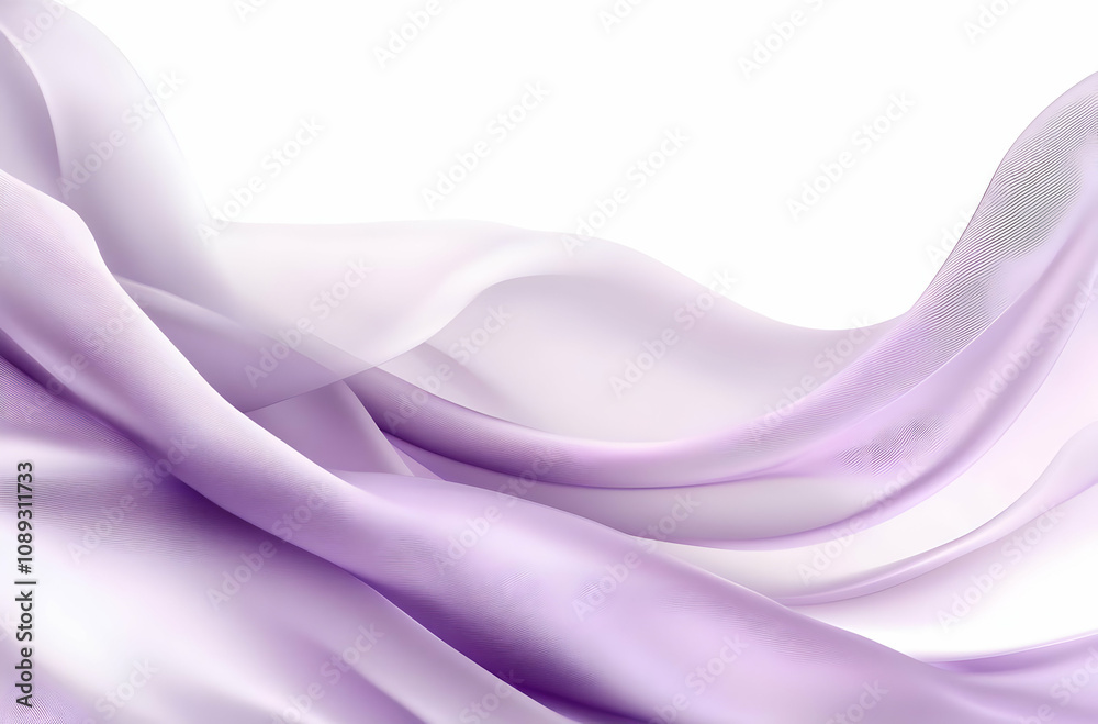 Obraz premium Abstract lavender fabric waves on white background.