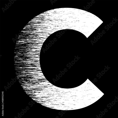 speed C alphabet isolated on dark background
