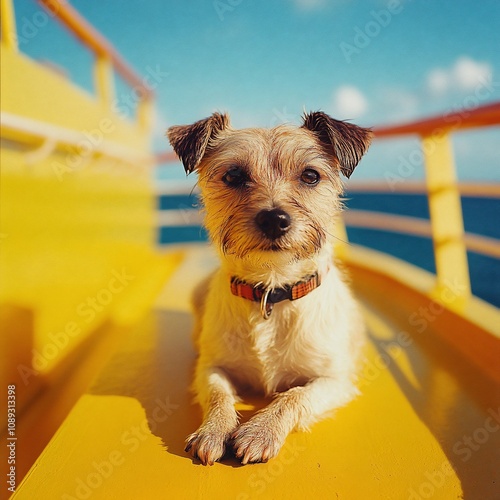 Adorable Dog Enjoying Summer on a Bright Cruiser photo