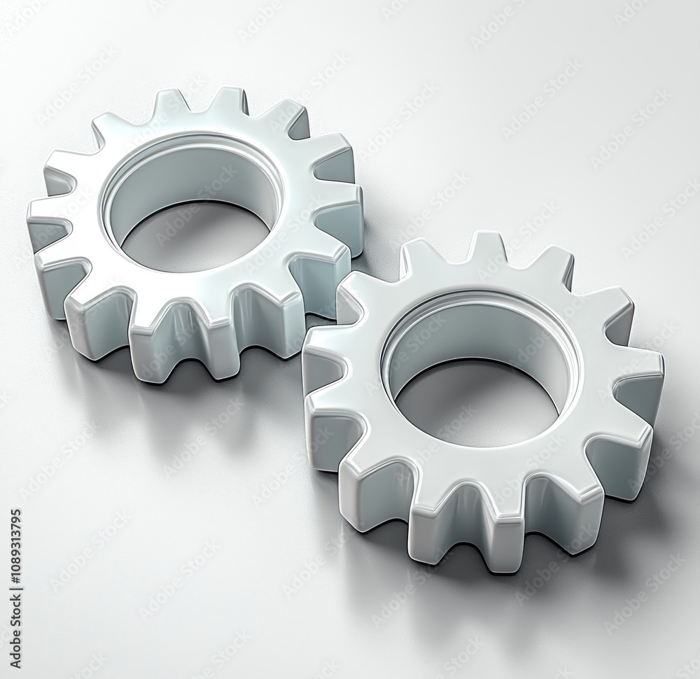 White Gear Icon on Light Background