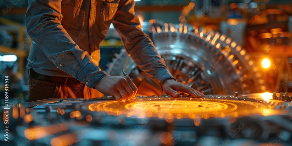 Industrial Worker Using a Touchscreen Display Industrial Worker Using a Touchscreen Display