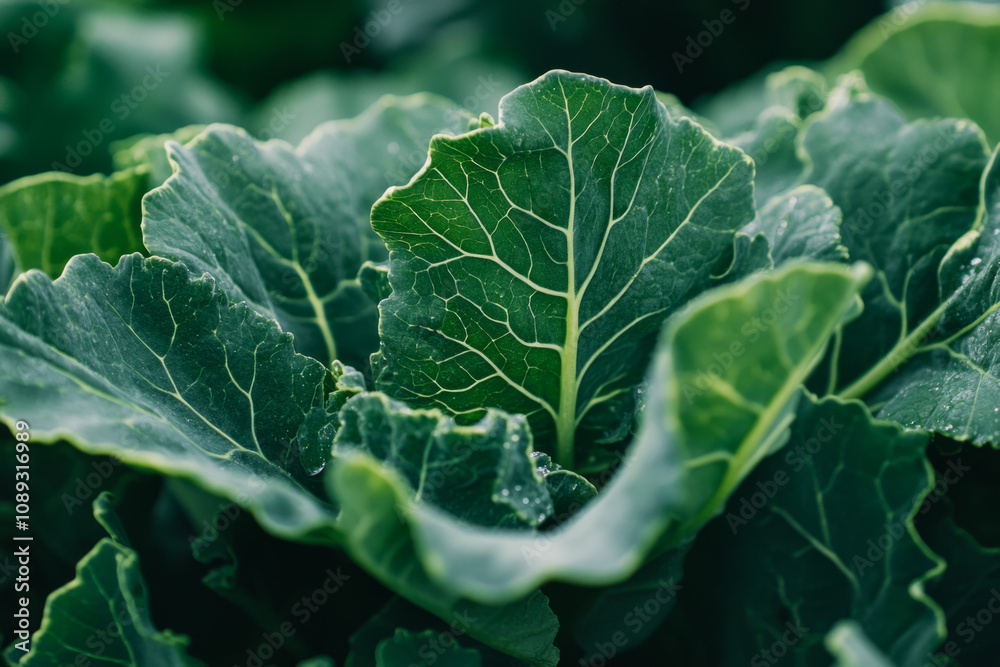 Fresh green collard greens growing in a garden during daytime Fresh green collard greens growing in a garden during daytime