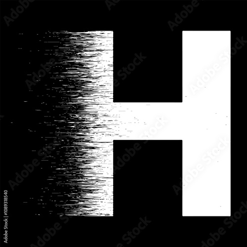 speed H alphabet faded isolated on dark background