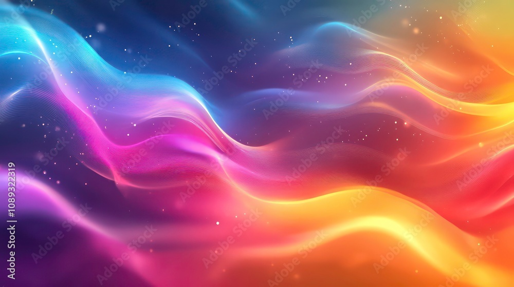 Light Spectrum Waves, Abstract waves of holographic light shifting through a spectrum of colors