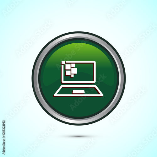 Information technology icon design illustration. Digital tech icon, Green Color Round Button Design