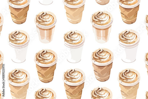 Coffee Cup Background Endless Pattern Single Clipart