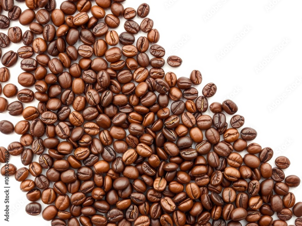 Rows of perfectly roasted coffee beans arranged in a uniform pattern on a white background, creating a visually satisfying and enticing image for coffee-related designs, rows, texture, brown Rows of perfectly roasted coffee beans arranged in a uniform pattern on a white background, creating a visually satisfying and enticing image for coffee-related designs, rows, texture, brown