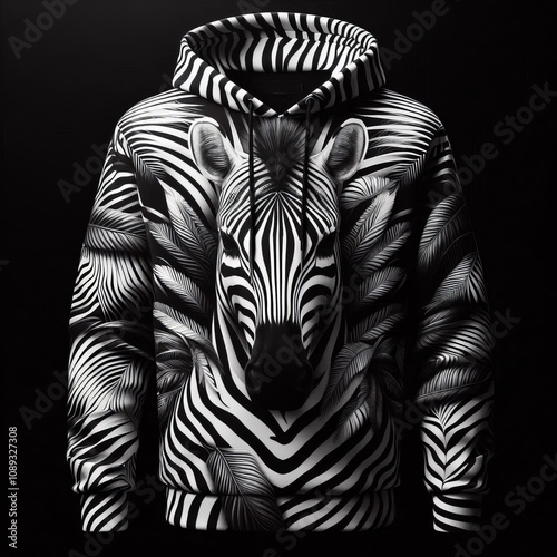 Zebra Print Hoodie A hoodie featuring a bold zebra print design photo