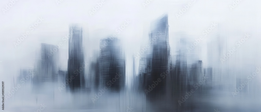 Abstract city skyline in soft focus and haze. Abstract city skyline in soft focus and haze.