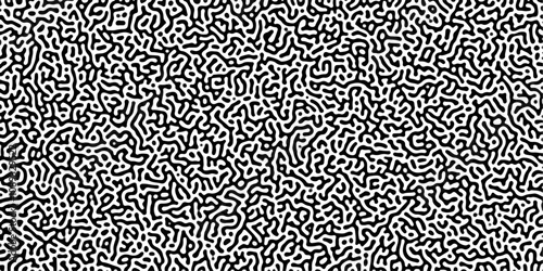 Turing reaction diffusion monochrome seamless pattern with chaotic motion .Linear design with biological shapes. Organic lines in memphis. abstract turing organic wallpaper background .	