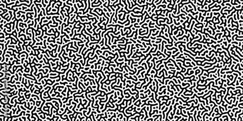 Turing reaction diffusion monochrome seamless pattern with chaotic motion .Linear design with biological shapes. Organic lines in memphis. abstract turing organic wallpaper background .	