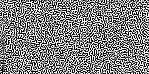 Monochrome Turing reaction background. Abstract pattern background. Linear design with biological shapes. Organic lines in memphis. Overlay template abstract Turing organic wallpaper background. 
