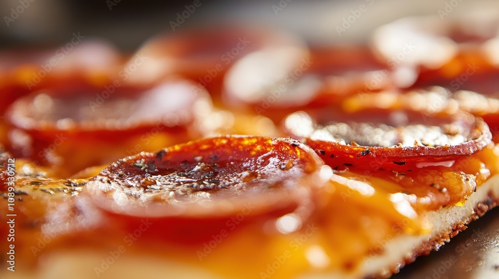 closeup of delicious pepperoni pizza with melted cheese closeup of delicious pepperoni pizza with melted cheese