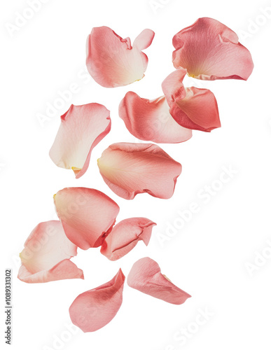 PNG Rose petals on white background