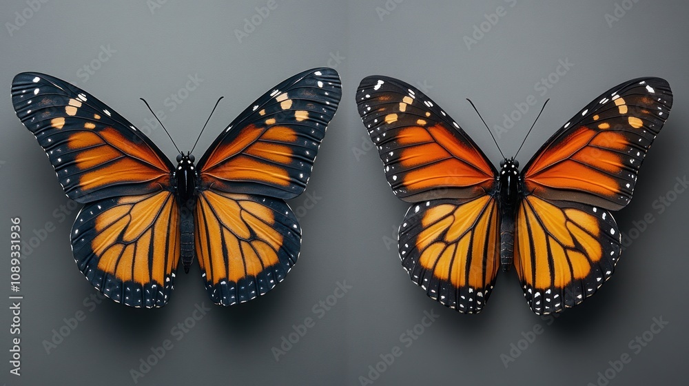 Obraz premium Two Monarch Butterflies Display