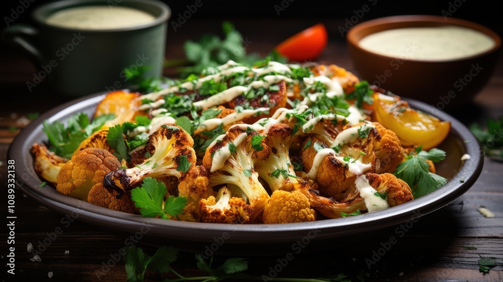 Roasted Cauliflower with Creamy Sauce and Parsley Roasted Cauliflower with Creamy Sauce and Parsley