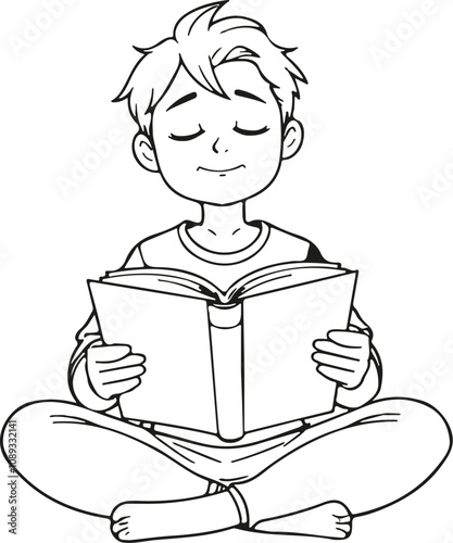 Lineart reading kid