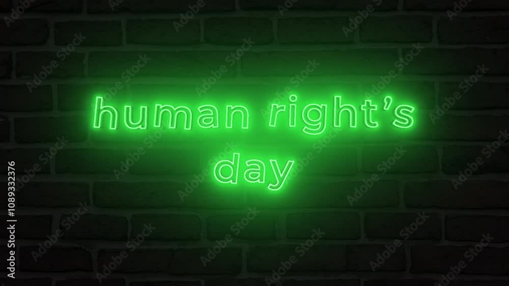 Human rights day with neon text effect in black background. Seamless looping 4k video Human rights day with neon text effect in black background. Seamless looping 4k video