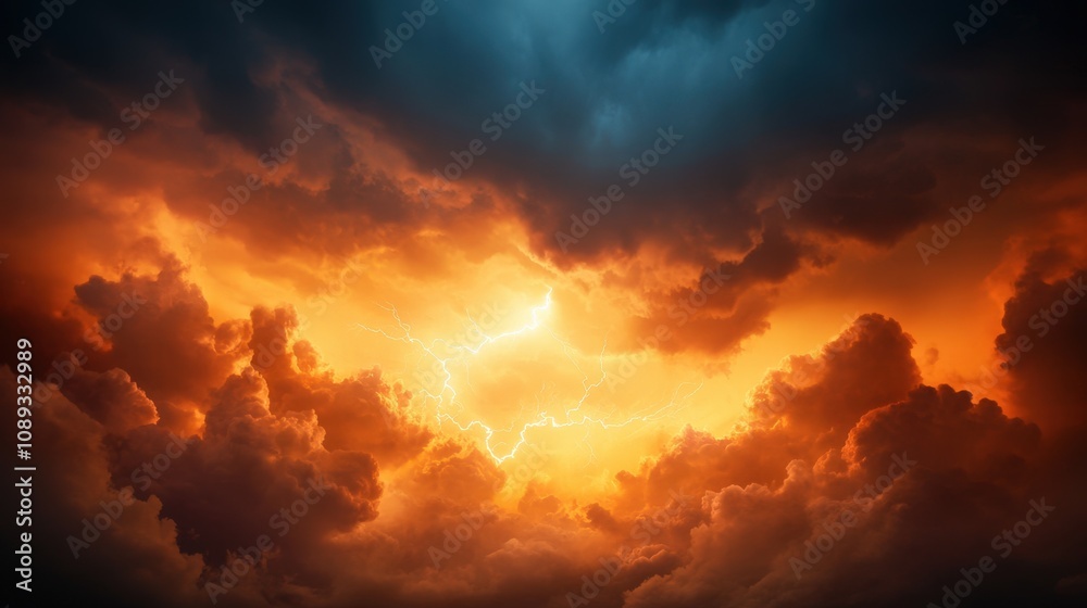 dramatic sunset with stormy clouds and lightning dramatic sunset with stormy clouds and lightning