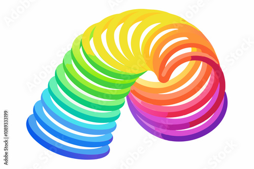 Rainbow slinky toy spring and plasti product vector illustration photo