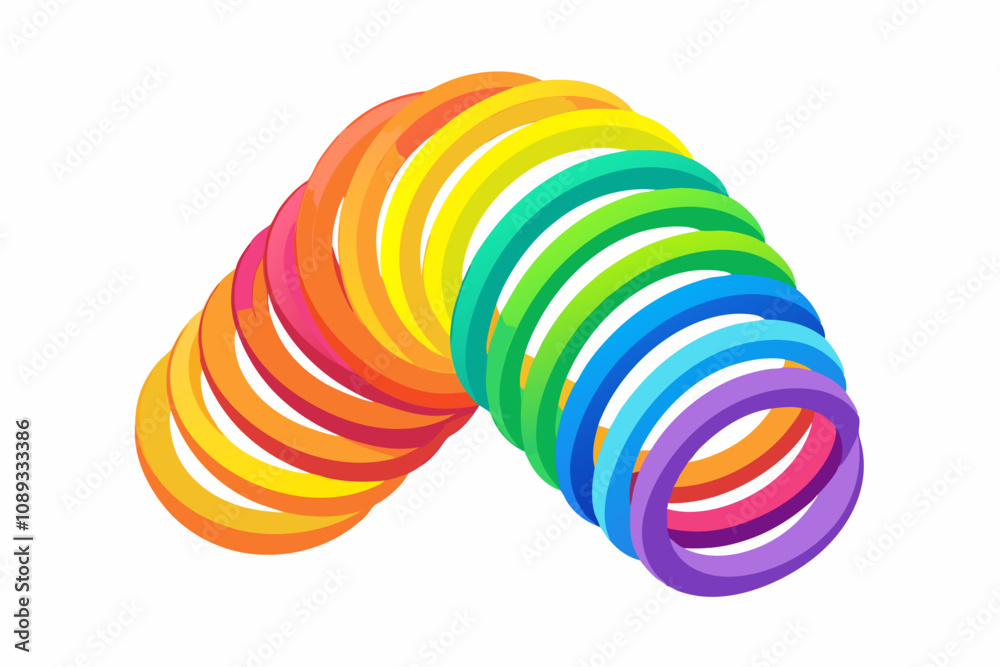 Ταπετσαρία Rainbow slinky toy spring and plasti product vector illustration