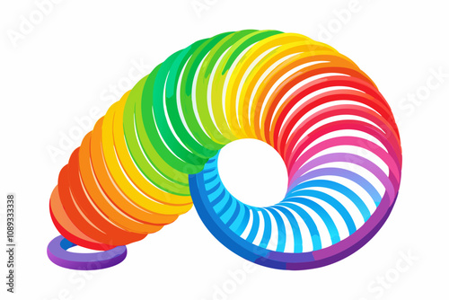 Rainbow slinky toy spring and plasti product vector illustration photo