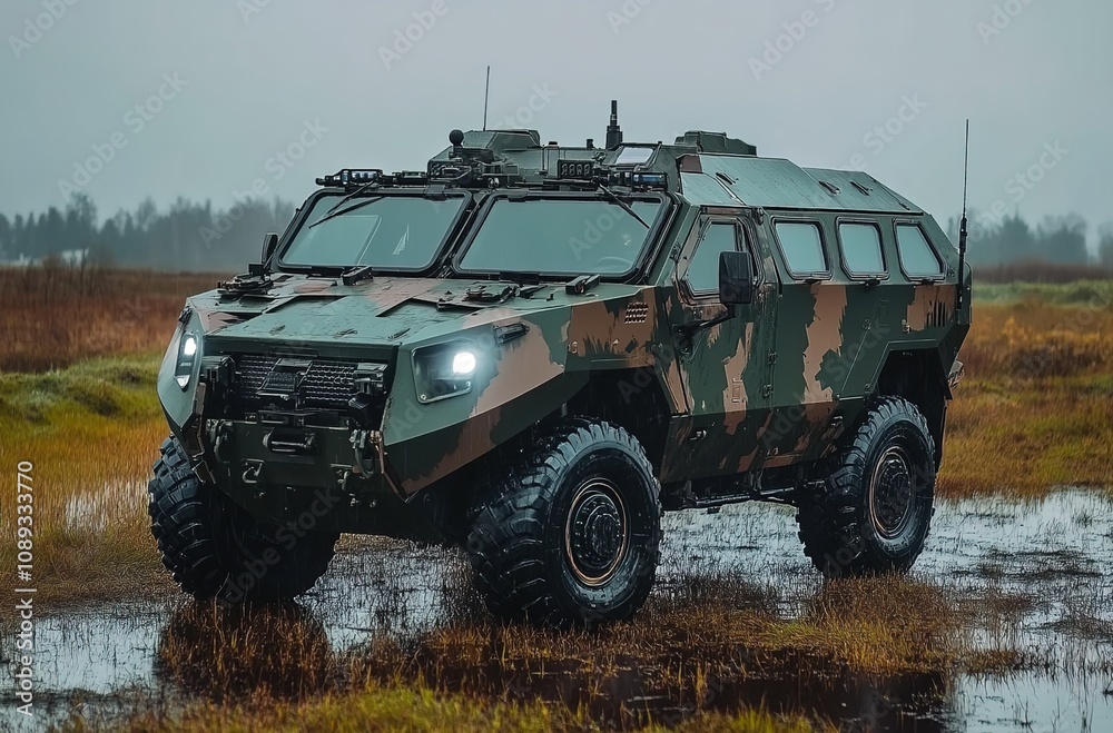 Fototapeta premium Systematic photograph of the Tiv-commerce armored vehicle 