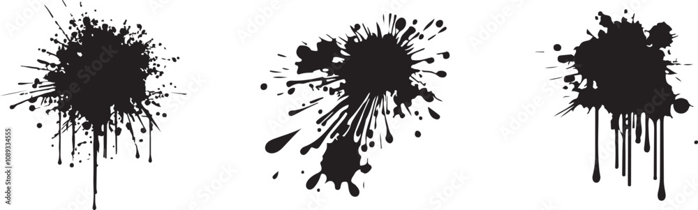 Ink Splatter, Splash Icons Design, Vector Art, Silhouette Design Ink Splatter, Splash Icons Design, Vector Art, Silhouette Design