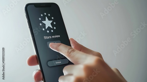 Wallpaper Mural A hand interacting with a smartphone displaying a star review interface. Torontodigital.ca