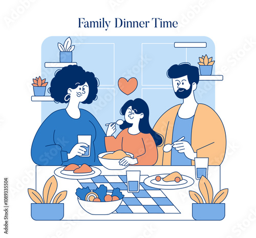 Middle Class Family. Flat Vector Illustration