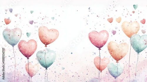 Valentine's Day illustration with watercolor floral background, perfect for card design and romantic decorations