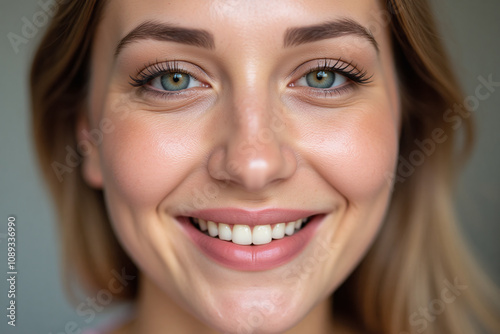 close-up portrait of a beautiful smiling woman