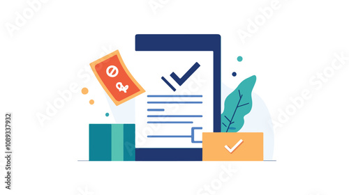 Bill Payment Completed Vector Icon for Transactions or Invoices