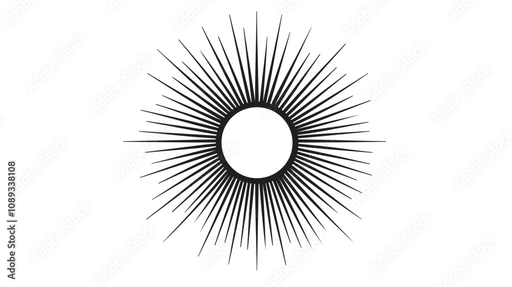 Fototapeta premium Minimalistic Sun Rays Sunburst Silhouette