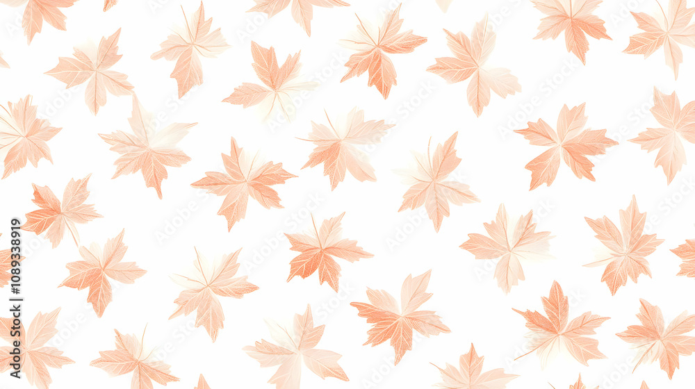 Seamless pattern of peach-colored maple leaves on white background. Seamless pattern of peach-colored maple leaves on white background.