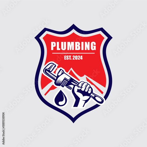 plumbing with emblem logo , plumbing logo