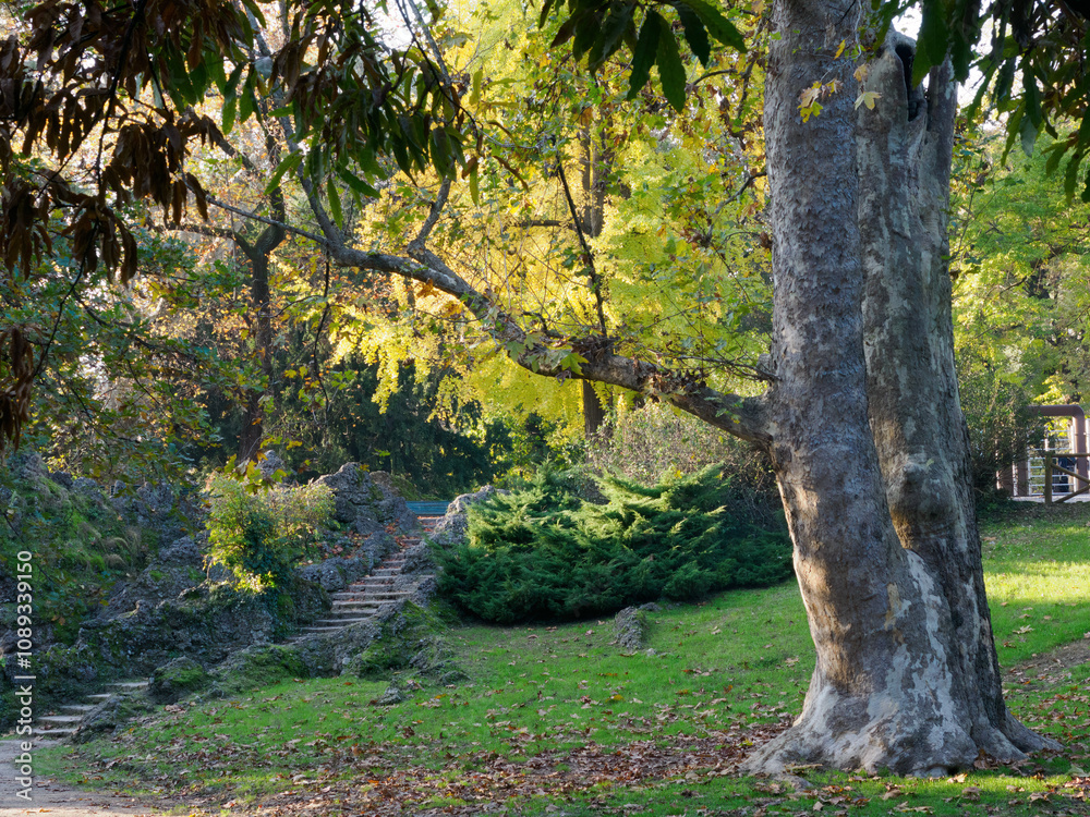 Giardini Montanelli, public park in Milan, Italy, at November Giardini Montanelli, public park in Milan, Italy, at November