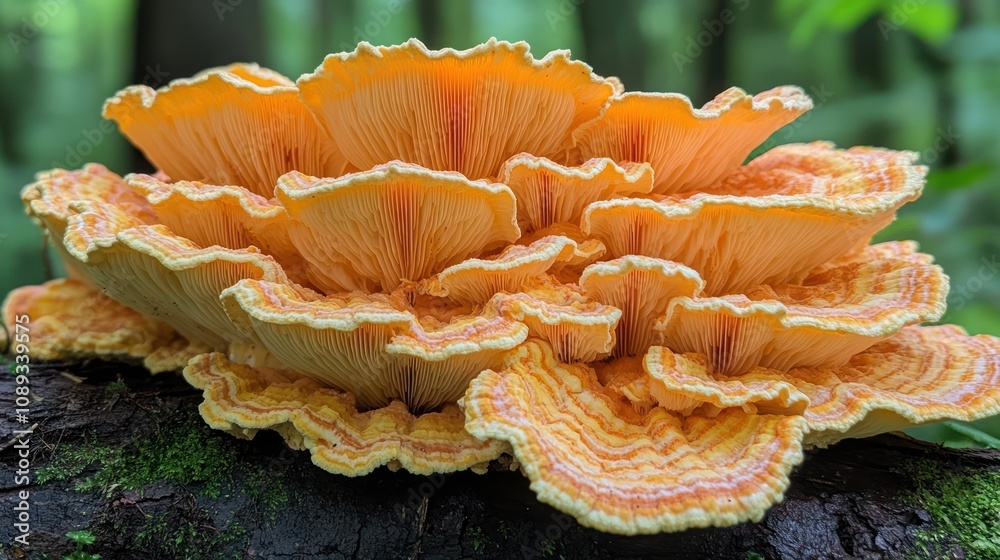 Orange Shelf Fungus on a Tree Trunk Orange Shelf Fungus on a Tree Trunk