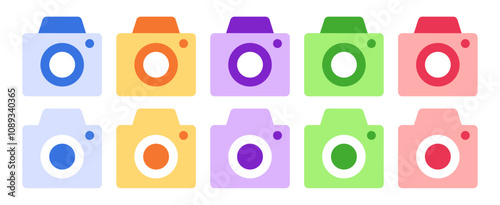 Multi color camera icon. Camera icon set photo