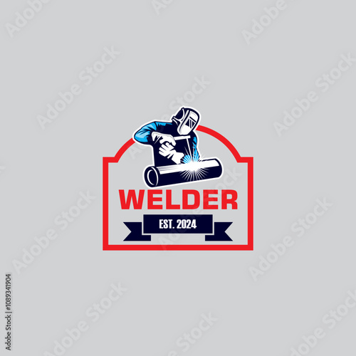 welder with emblem logo , welder logo