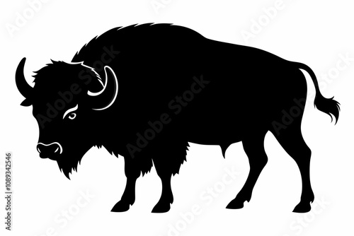 Bison buffalo vector silhouette, bison icon
