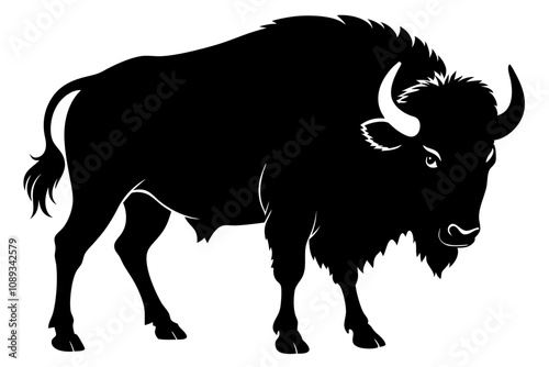 Bison buffalo vector silhouette, bison icon