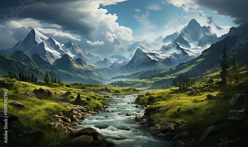 Mountain Landscape With Stream