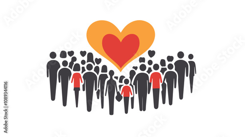 People Group Love Heart Icon Vector Illustration
